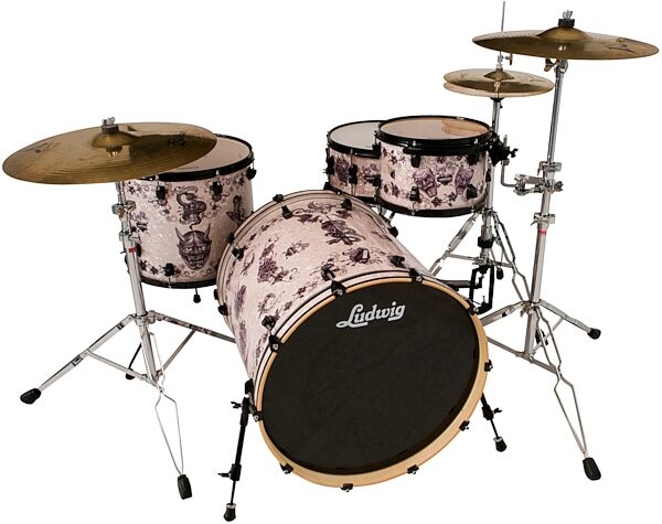 Ludwig LRE22 Corey Miller Tattoo 4-Piece Drum Shell Kit, Angle