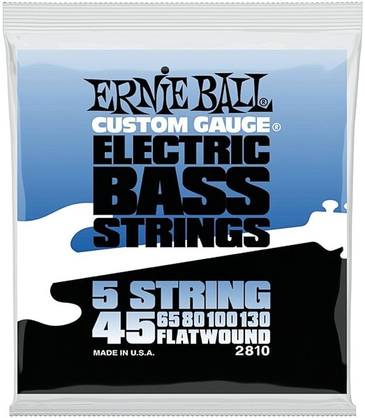Ernie Ball P02810 Flatwound 5-String Electric Bass Strings (45-130), New, Main