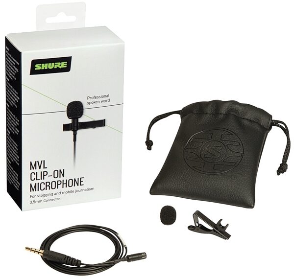 Shure MOTIV MVL Clip-On Lavalier Condenser Microphone, New, Package Contents
