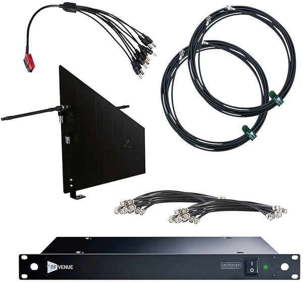 RF Venue DISTRO9 HDR Distribution System + DFin Diversity Fin Antenna Bundle, Black Antenna, with Wall Mount, Main