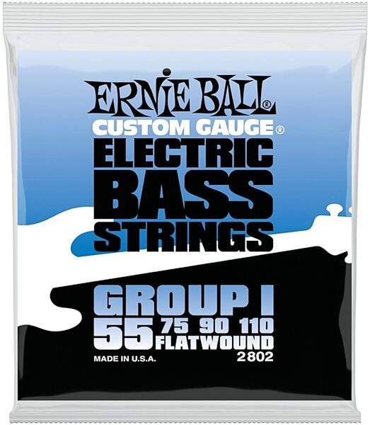 Ernie Ball P02802 Flatwound Group I Bass Strings (55-110), New, Main