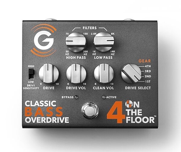 Genzler 4 on the Floor Classic Bass Guitar Overdrive Pedal, New, Main