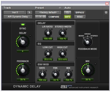 M-Audio Pro Tools M-Powered Recording Software, Dynamic Delay