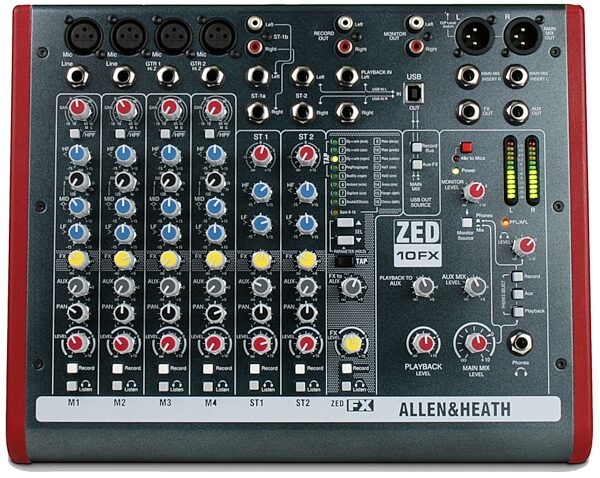 Allen and Heath ZED-10FX 10-Channel Mixer with USB Interface, New, Main