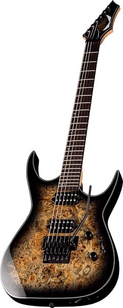 Dean Exile Select Floyd Fluence Electric Guitar, Natural Black Burst, Angled with head Front