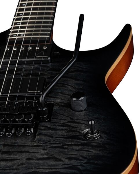 Dean Exile Select Floyd Neck-Thru Archtop SBB Electric Guitar, Satin Black Burst, Detail Control Panel