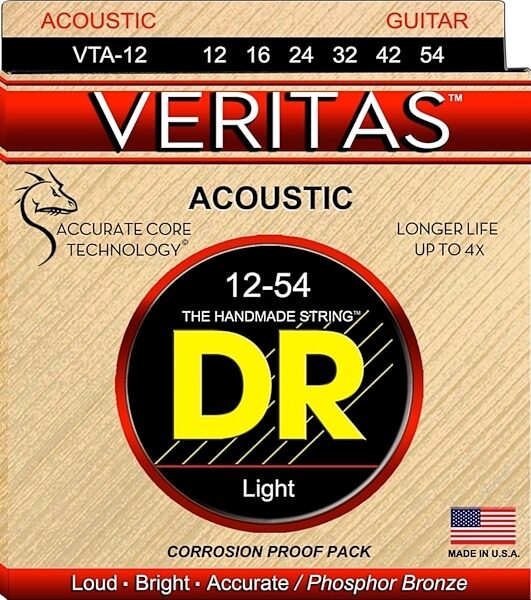 DR Strings Veritas Acoustic Guitar Strings, Medium, VTA12, VTA12