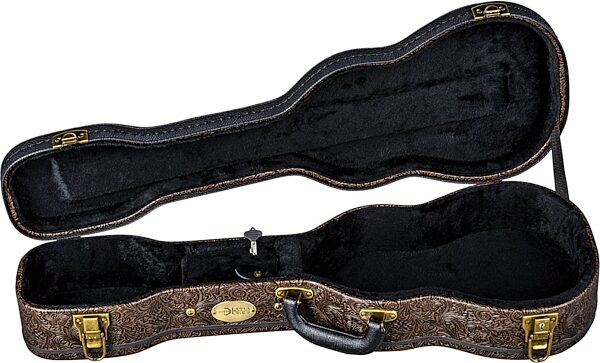 Luna Tooled Leather Baritone Ukulele Hard Case, New, Detail Front