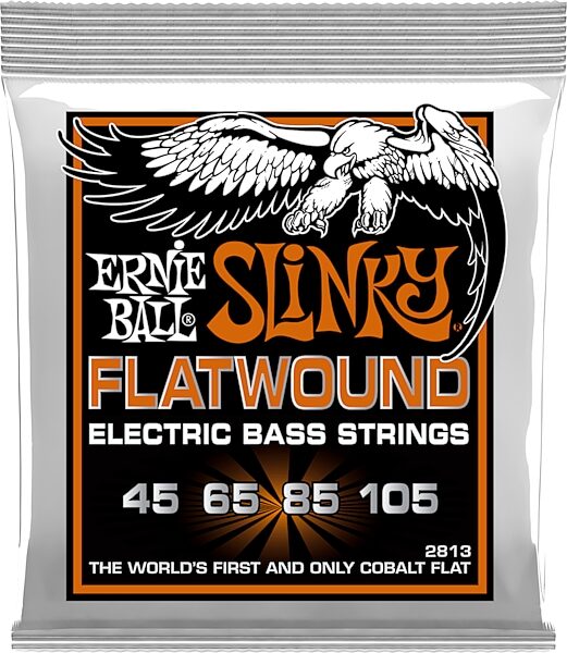 Ernie Ball P02813 Hybrid Slinky Flatwound Electric Bass Strings (45-105), New, Action Position Back