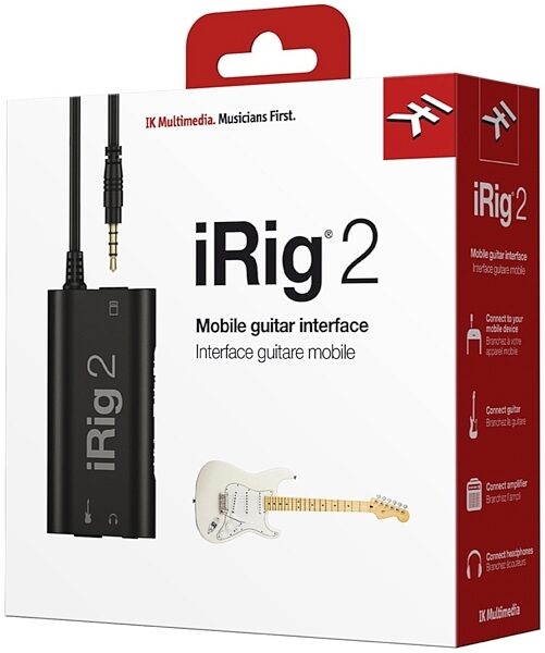 IK Multimedia iRig 2 Mobile Guitar Interface for iOS/Mac/Android with TRRS Jack, New, Angle