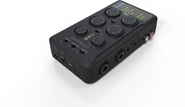 IK Multimedia iRig Pro Quattro I/O Deluxe Audio Interface with X/Y Microphones, New, Angle
