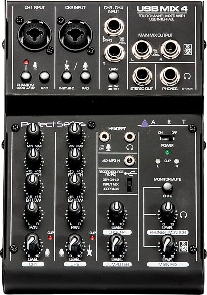 ART USBMix4 4-Channel USB Mixer, New, Action Position Back