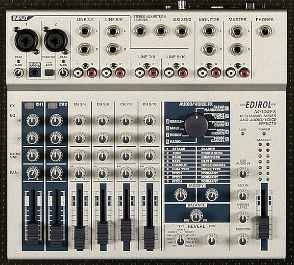 Edirol M100FX 10-Channel Audio Mixer with Effects, Top