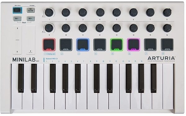 Arturia MiniLab Mk II USB MIDI Keyboard Controller, 25-Key, White, Main