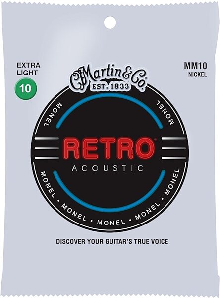 Martin Retro Monel Acoustic Guitar Strings, 10-47, MM10X, Extra Light, Main