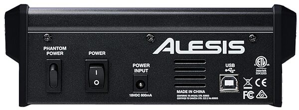 Alesis MultiMix 4 USB FX Mixer, 4-Channel Mixer with FX, New, Rear