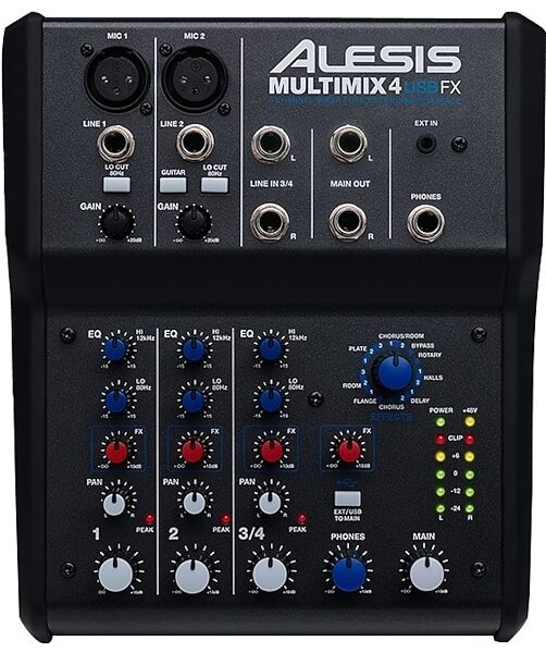 Alesis MultiMix 4 USB FX Mixer, 4-Channel Mixer with FX, New, Main