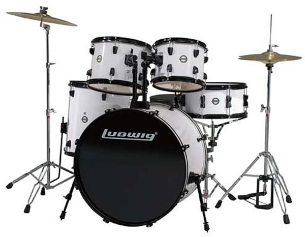 Ludwig LC175 Accent Drive Complete Drum Kit (5-Piece), Black and White