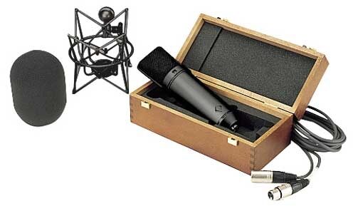 Neumann U87Ai Large-Diaphragm Condenser Microphone with Shock Mount, Case and Cable, Black, Black with Accessories