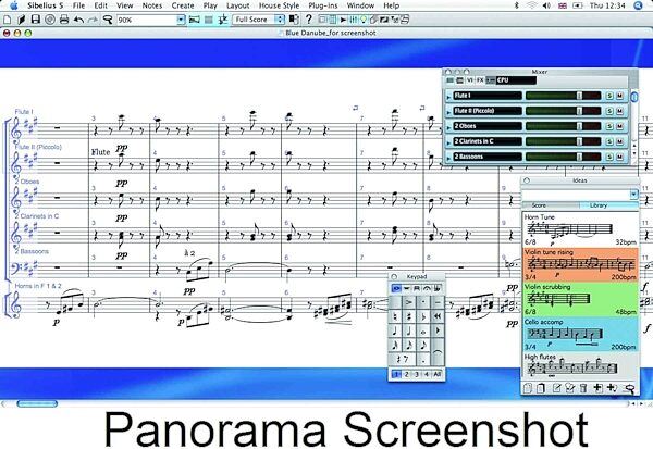 Sibelius Music Notation Software (Macintosh and Windows), Panorama screenshot