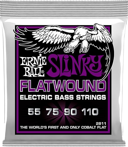 Ernie Ball P02811 Power Slinky Flatwound Bass Strings, New, Action Position Back