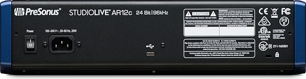 PreSonus StudioLive AR12c 14-Channel Mixer/USB-C Interface, New, Rear detail Back