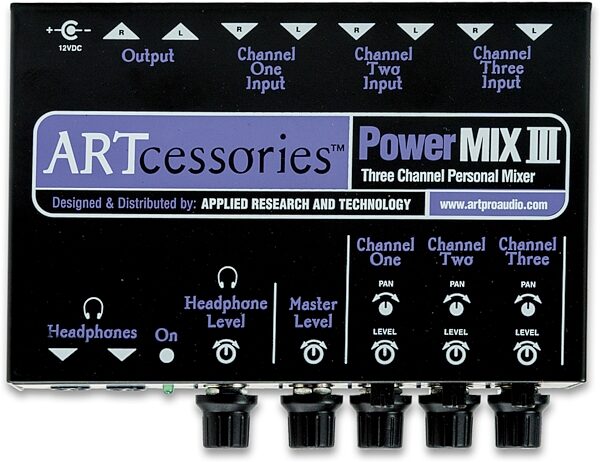 ART PowerMIX III 3-Channel Mini Stereo Line Mixer, New, Action Position Back