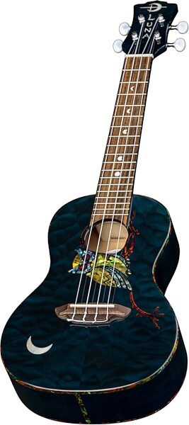 Luna Owl Concert Acoustic-Electric Ukulele (with Gig Bag), New, Angled with head Front
