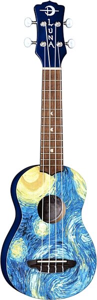 Luna Starry Night Soprano Ukulele (with Gig Bag), New, Main with head Front
