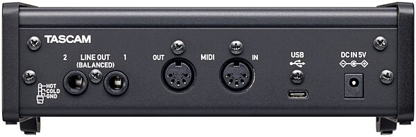 TASCAM US-2X2HR 2x2 USB Audio Interface, New, Rear