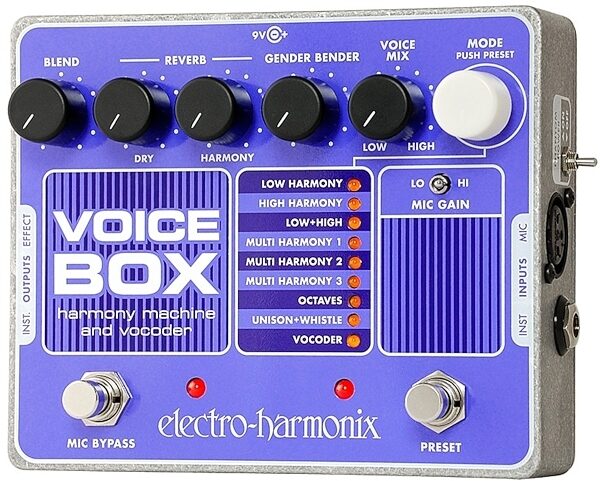 Electro-Harmonix Voice Box Vocal Harmony Machine and Vocoder Pedal, With Power Supply, Main