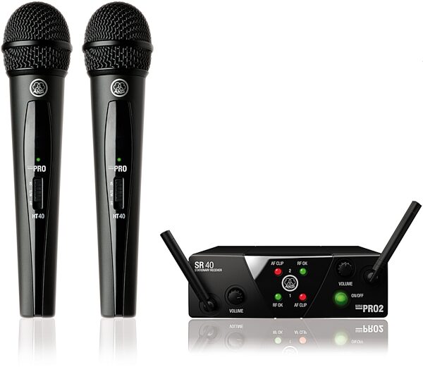 AKG WMS40 Mini Dual Vocal Handheld Microphone Wireless System, Band US25A 537.500, US25C 539.300 MHz, Main