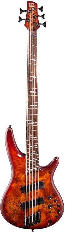 Ibanez SRMS805 Bass Workshop Multi-Scale Electric Bass, 5-String, Brown Topaz Burst Flat, Full Straight Front