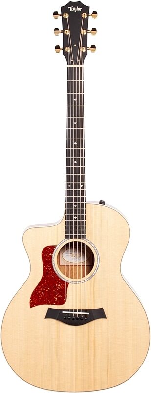 Taylor 214ce Koa Deluxe GA Acoustic-Electric Guitar, Left-Handed (with Case), New, Full Straight Front