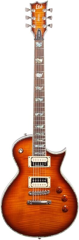 ESP LTD EC-1000 Deluxe Series, Seymour Duncan Electric Guitar, Amber Sunburst, Full Straight Front