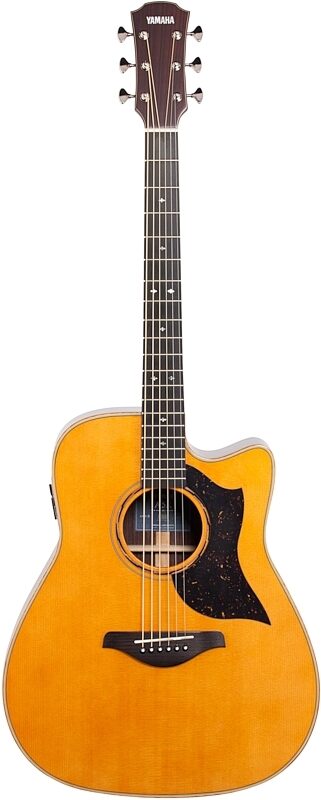 Yamaha A5R Dreadnought Acoustic-Electric Guitar (with Case), Vintage Natural, Full Straight Front