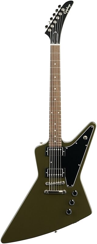 Epiphone Exclusive Explorer Electric Guitar, Olive Drab Green, Full Straight Front
