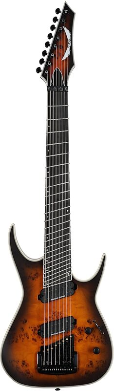 Dean Exile Select 8 Multi-Scale Kahler Electric Guitar, 8-String (with Case), Natural Black Burst, Full Straight Front