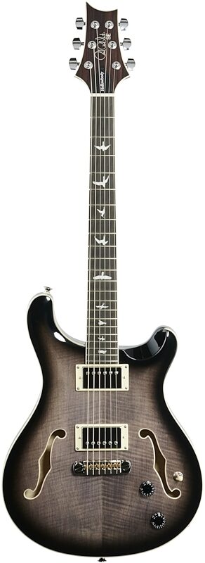PRS Paul Reed Smith SE Hollowbody II Electric Guitar (with Case), Charcoal Burst, Full Straight Front