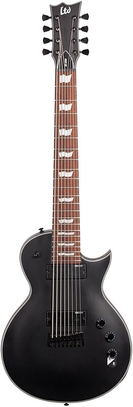 ESP LTD Eclipse EC-258 Electric Guitar, 8-String, Black Satin, Full Straight Front