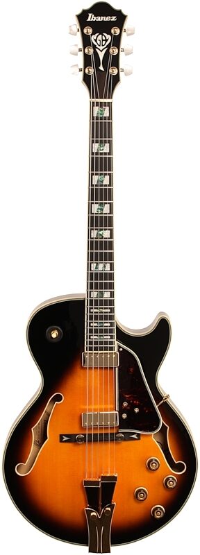 Ibanez GB10SE George Benson Electric Guitar (with Case), Brown Sunburst, Full Straight Front