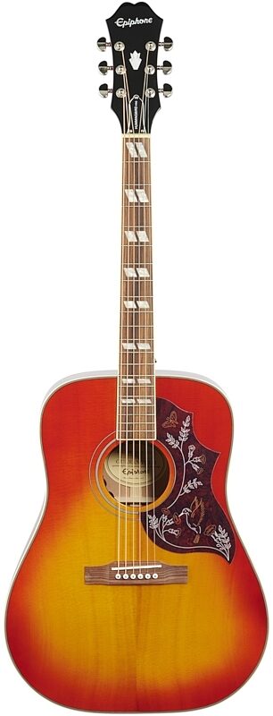 Epiphone Hummingbird Studio Acoustic-Electric Guitar, Faded Cherry, Full Straight Front