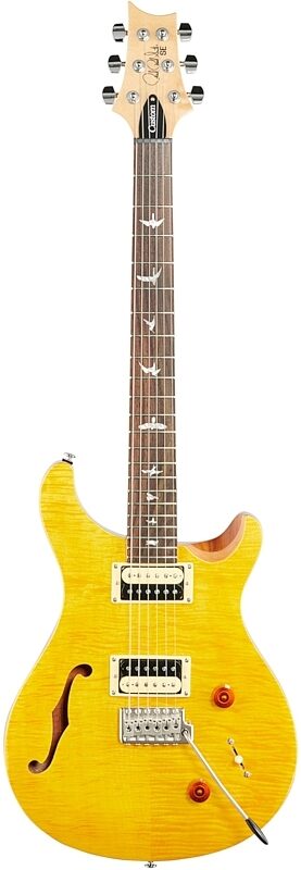 PRS Paul Reed Smith SE Custom 22 Semi-Hollow Electric Guitar, Santana Yellow, Full Straight Front