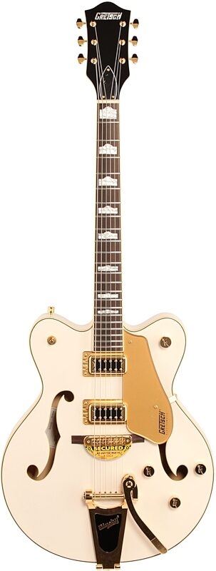 Gretsch G5422TG Electromatic Hollowbody Double Cutaway Electric Guitar with Bigsby, Snow Crest White, Full Straight Front