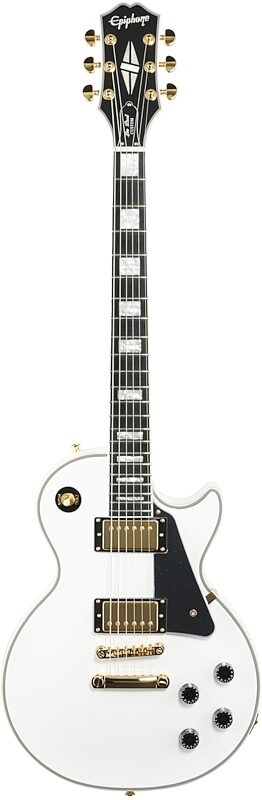 Epiphone Les Paul Custom Electric Guitar, Alpine White, with Gold Hardware, Full Straight Front