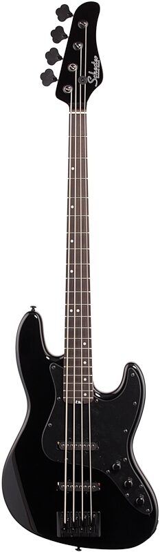 Schecter J4 Electric Bass, Gloss Black, Full Straight Front