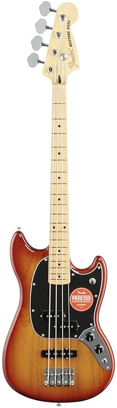 Fender Player Mustang Bass PJ Electric Bass, with Maple Fingerboard, Sienna Sunburst, Full Straight Front