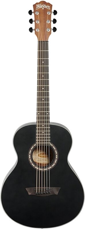 Washburn Apprentice G Mini5 Acoustic Guitar (with Gig Bag), Black Matte, Full Straight Front