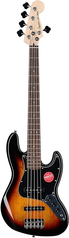 Squier Affinity Jazz V Electric Bass, Laurel Fingerboard (5-String), 3-Color Sunburst, Full Straight Front