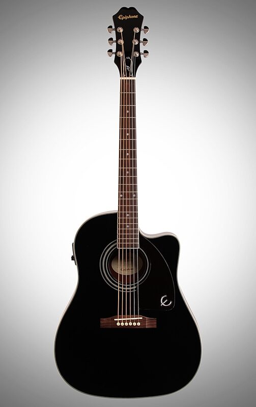Epiphone AJ-220SCE Acoustic-Electric Guitar, Ebony, Full Straight Front